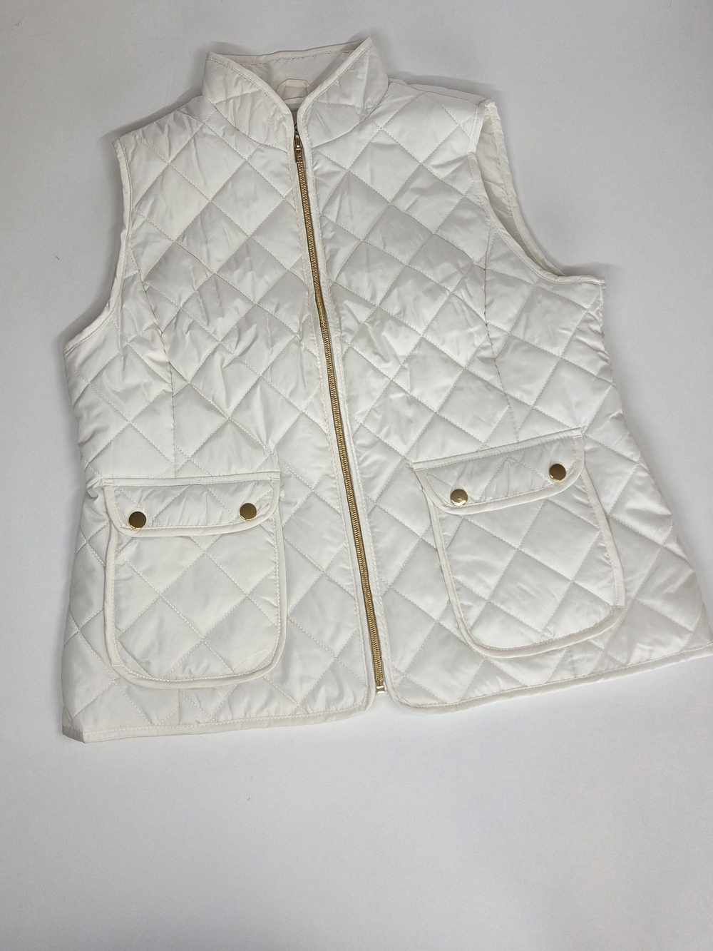 St. John's Bay Cream Quilted Vest with Gold Zipper - Picture 2 of 11